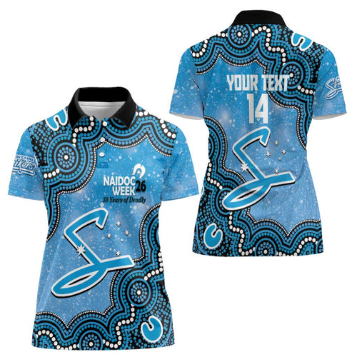 Adelaide Strikers NAIDOC Week 2026 Custom Women Polo Shirt 50 Years Deadly Indigenous Art Glitter Effect