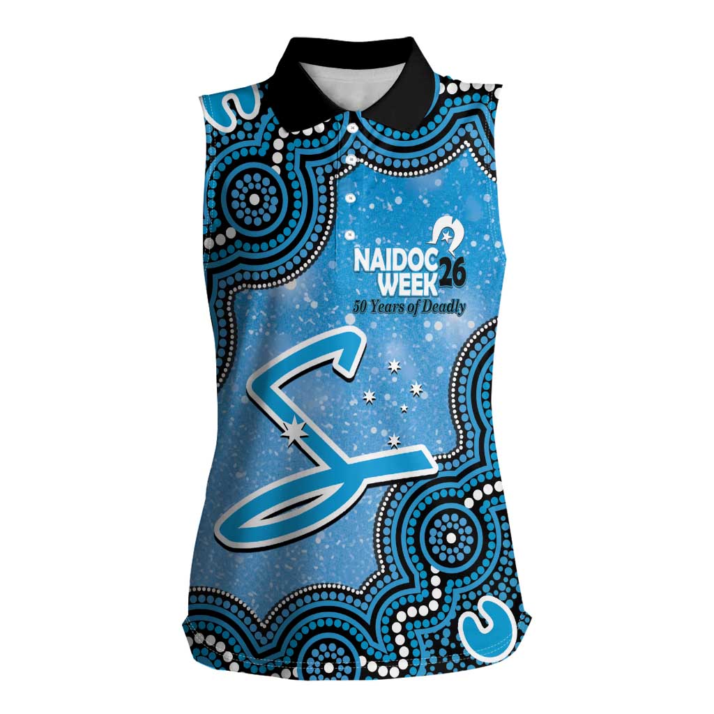 Adelaide Strikers NAIDOC Week 2026 Custom Women Sleeveless Polo Shirt 50 Years Deadly Indigenous Art Glitter Effect