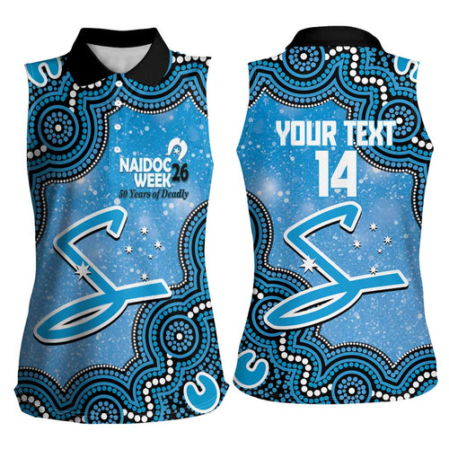 Adelaide Strikers NAIDOC Week 2026 Custom Women Sleeveless Polo Shirt 50 Years Deadly Indigenous Art Glitter Effect