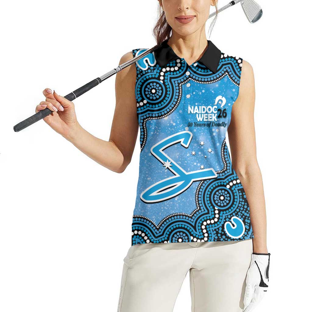 Adelaide Strikers NAIDOC Week 2026 Custom Women Sleeveless Polo Shirt 50 Years Deadly Indigenous Art Glitter Effect