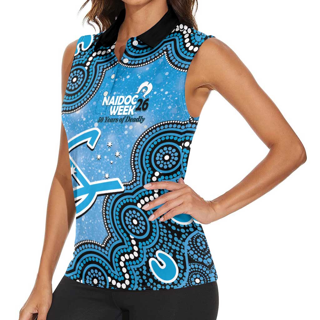 Adelaide Strikers NAIDOC Week 2026 Custom Women Sleeveless Polo Shirt 50 Years Deadly Indigenous Art Glitter Effect