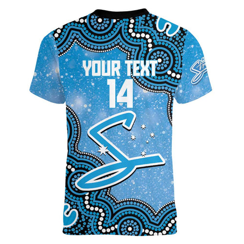 Adelaide Strikers NAIDOC Week 2026 Custom Women V-Neck T-Shirt 50 Years Deadly Indigenous Art Glitter Effect