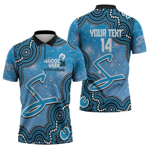 Adelaide Strikers NAIDOC Week 2026 Custom Zipper Polo Shirt 50 Years Deadly Indigenous Art Glitter Effect
