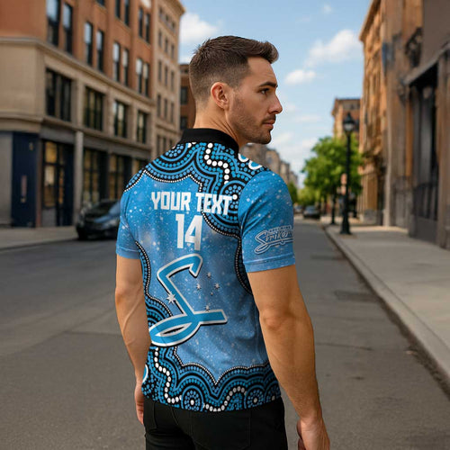 Adelaide Strikers NAIDOC Week 2026 Custom Zipper Polo Shirt 50 Years Deadly Indigenous Art Glitter Effect