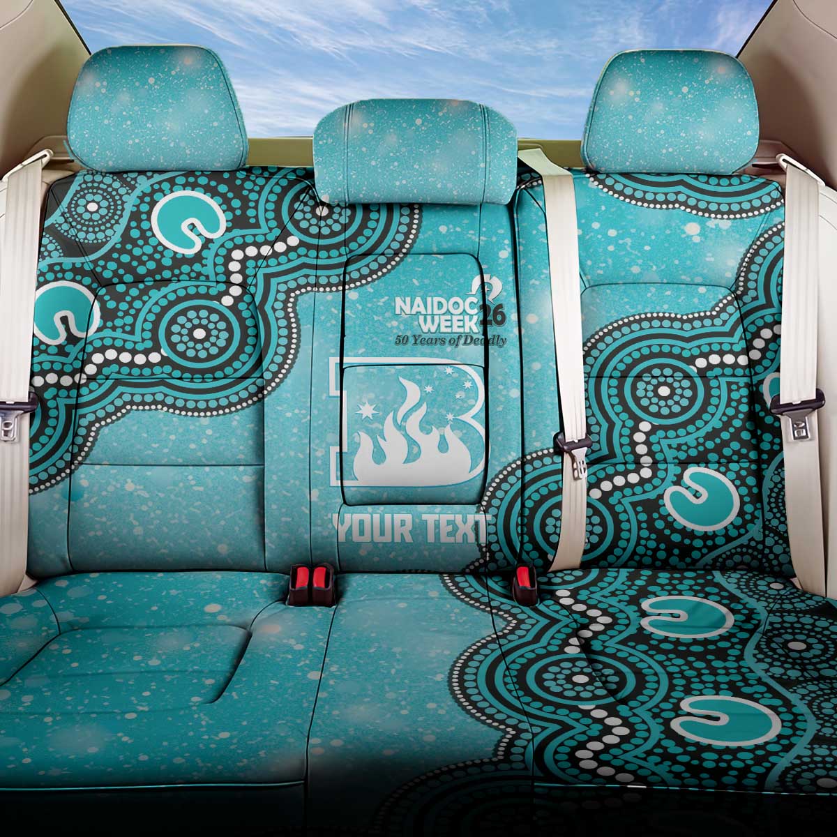 Brisbane Heat NAIDOC Week 2026 Custom Back Car Seat Cover 50 Years Deadly Indigenous Art Glitter Effect