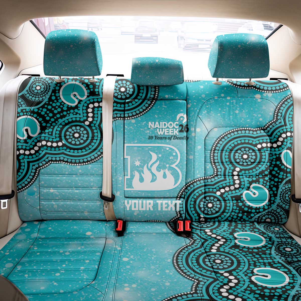 Brisbane Heat NAIDOC Week 2026 Custom Back Car Seat Cover 50 Years Deadly Indigenous Art Glitter Effect