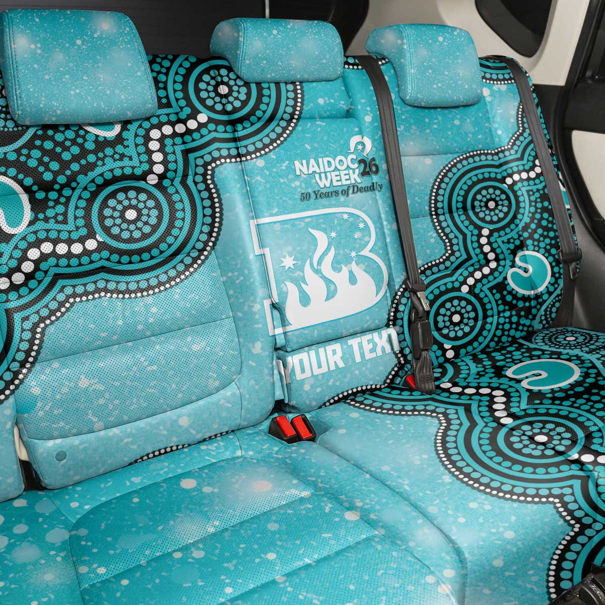 Brisbane Heat NAIDOC Week 2026 Custom Back Car Seat Cover 50 Years Deadly Indigenous Art Glitter Effect
