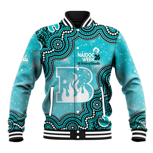 Brisbane Heat NAIDOC Week 2026 Custom Baseball Jacket 50 Years Deadly Indigenous Art Glitter Effect
