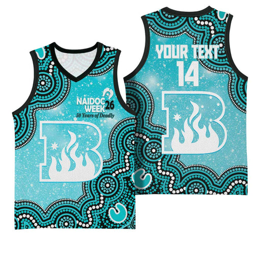 Brisbane Heat NAIDOC Week 2026 Custom Basketball Jersey 50 Years Deadly Indigenous Art Glitter Effect