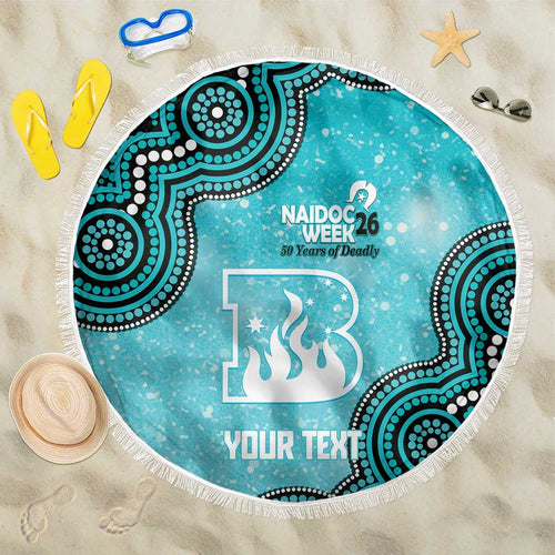 Brisbane Heat NAIDOC Week 2026 Custom Beach Blanket 50 Years Deadly Indigenous Art Glitter Effect