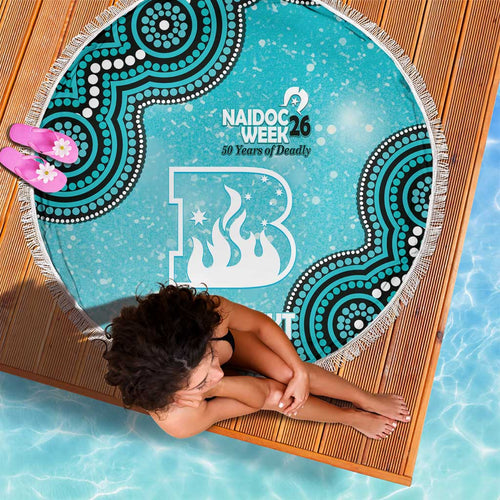 Brisbane Heat NAIDOC Week 2026 Custom Beach Blanket 50 Years Deadly Indigenous Art Glitter Effect