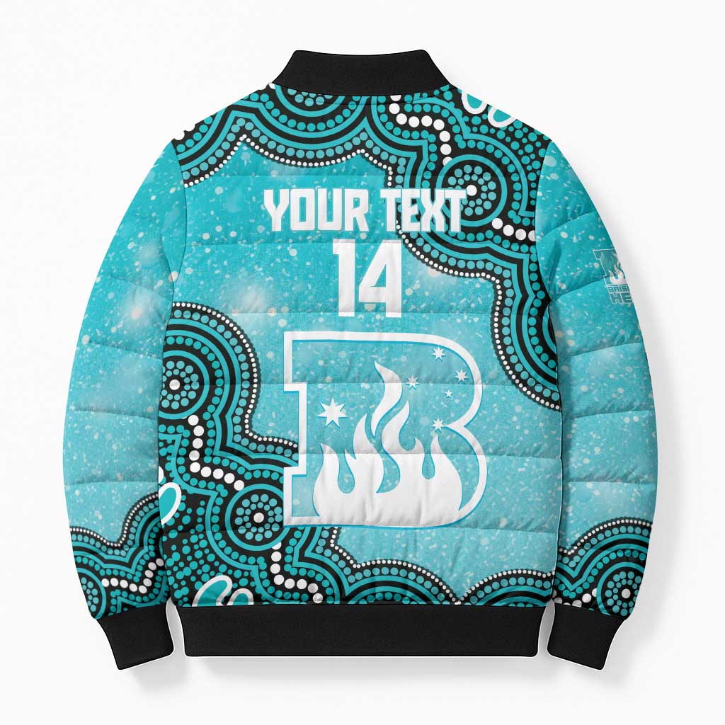 Brisbane Heat NAIDOC Week 2026 Custom Bomber Puffer Jacket 50 Years Deadly Indigenous Art Glitter Effect