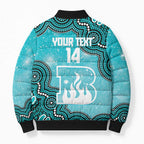 Brisbane Heat NAIDOC Week 2026 Custom Bomber Puffer Jacket 50 Years Deadly Indigenous Art Glitter Effect