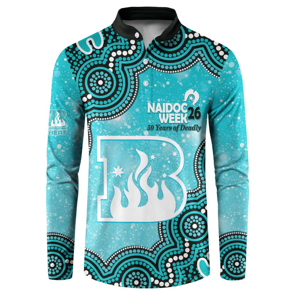 Brisbane Heat NAIDOC Week 2026 Custom Button Sweatshirt 50 Years Deadly Indigenous Art Glitter Effect