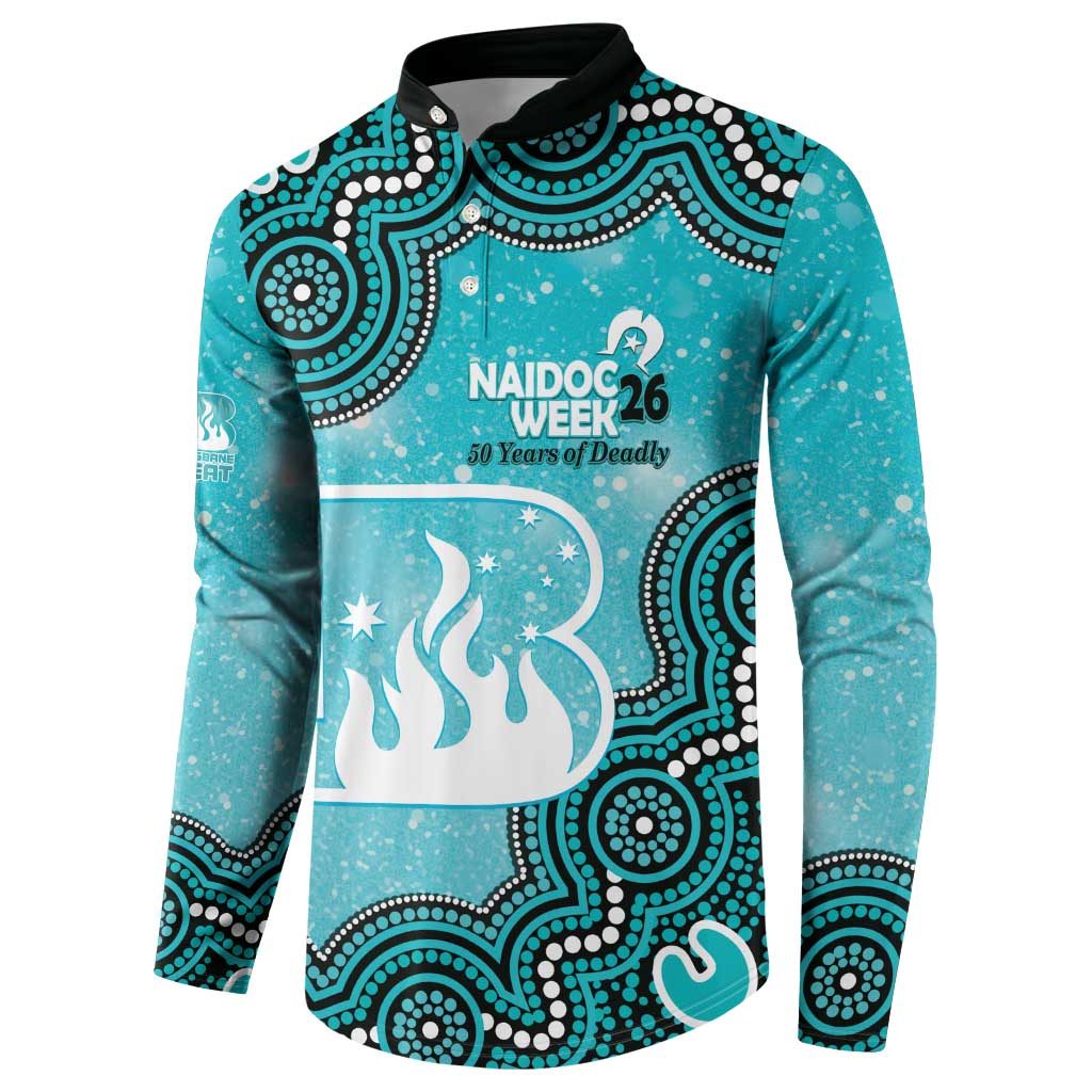 Brisbane Heat NAIDOC Week 2026 Custom Button Sweatshirt 50 Years Deadly Indigenous Art Glitter Effect