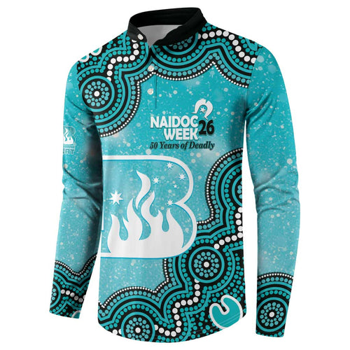 Brisbane Heat NAIDOC Week 2026 Custom Button Sweatshirt 50 Years Deadly Indigenous Art Glitter Effect