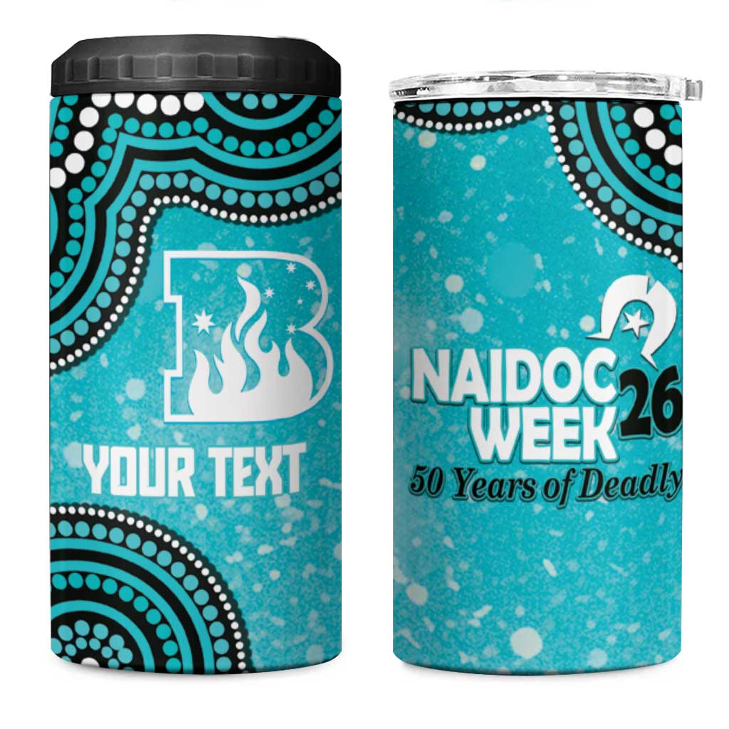 Brisbane Heat NAIDOC Week 2026 Custom 4 in 1 Can Cooler Tumbler 50 Years Deadly Indigenous Art Glitter Effect
