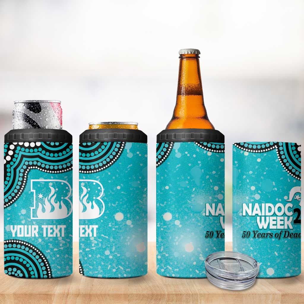 Brisbane Heat NAIDOC Week 2026 Custom 4 in 1 Can Cooler Tumbler 50 Years Deadly Indigenous Art Glitter Effect