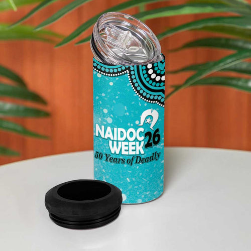 Brisbane Heat NAIDOC Week 2026 Custom 4 in 1 Can Cooler Tumbler 50 Years Deadly Indigenous Art Glitter Effect