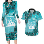 Brisbane Heat NAIDOC Week 2026 Custom Couples Matching Long Sleeve Bodycon Dress and Hawaiian Shirt 50 Years Deadly Indigenous Art Glitter Effect
