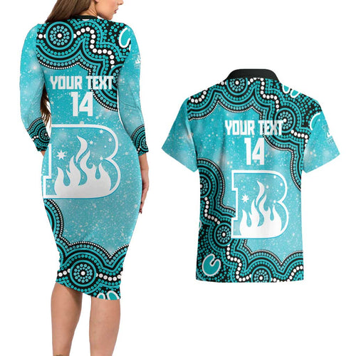 Brisbane Heat NAIDOC Week 2026 Custom Couples Matching Long Sleeve Bodycon Dress and Hawaiian Shirt 50 Years Deadly Indigenous Art Glitter Effect