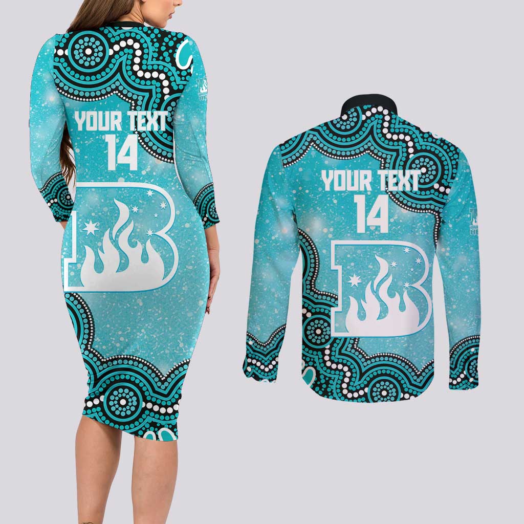 Brisbane Heat NAIDOC Week 2026 Custom Couples Matching Long Sleeve Bodycon Dress and Long Sleeve Button Shirt 50 Years Deadly Indigenous Art Glitter Effect