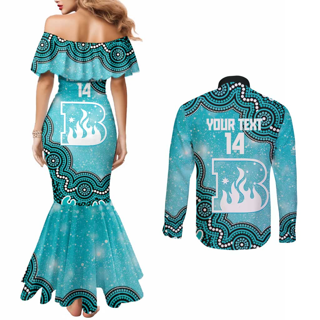 Brisbane Heat NAIDOC Week 2026 Custom Couples Matching Mermaid Dress and Long Sleeve Button Shirt 50 Years Deadly Indigenous Art Glitter Effect