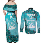 Brisbane Heat NAIDOC Week 2026 Custom Couples Matching Off Shoulder Maxi Dress and Long Sleeve Button Shirt 50 Years Deadly Indigenous Art Glitter Effect