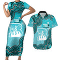 Brisbane Heat NAIDOC Week 2026 Custom Couples Matching Short Sleeve Bodycon Dress and Hawaiian Shirt 50 Years Deadly Indigenous Art Glitter Effect
