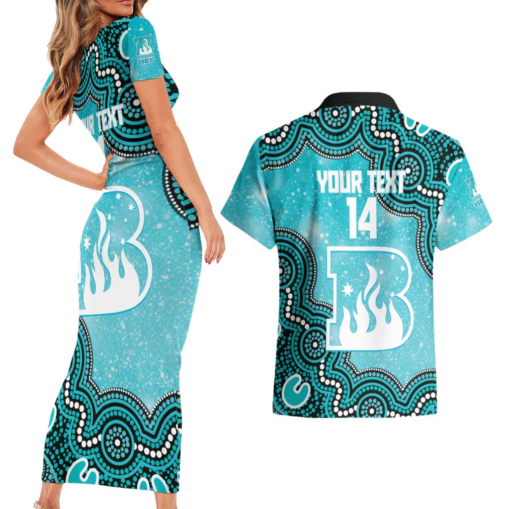 Brisbane Heat NAIDOC Week 2026 Custom Couples Matching Short Sleeve Bodycon Dress and Hawaiian Shirt 50 Years Deadly Indigenous Art Glitter Effect