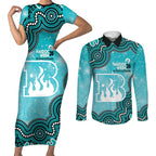 Brisbane Heat NAIDOC Week 2026 Custom Couples Matching Short Sleeve Bodycon Dress and Long Sleeve Button Shirt 50 Years Deadly Indigenous Art Glitter Effect