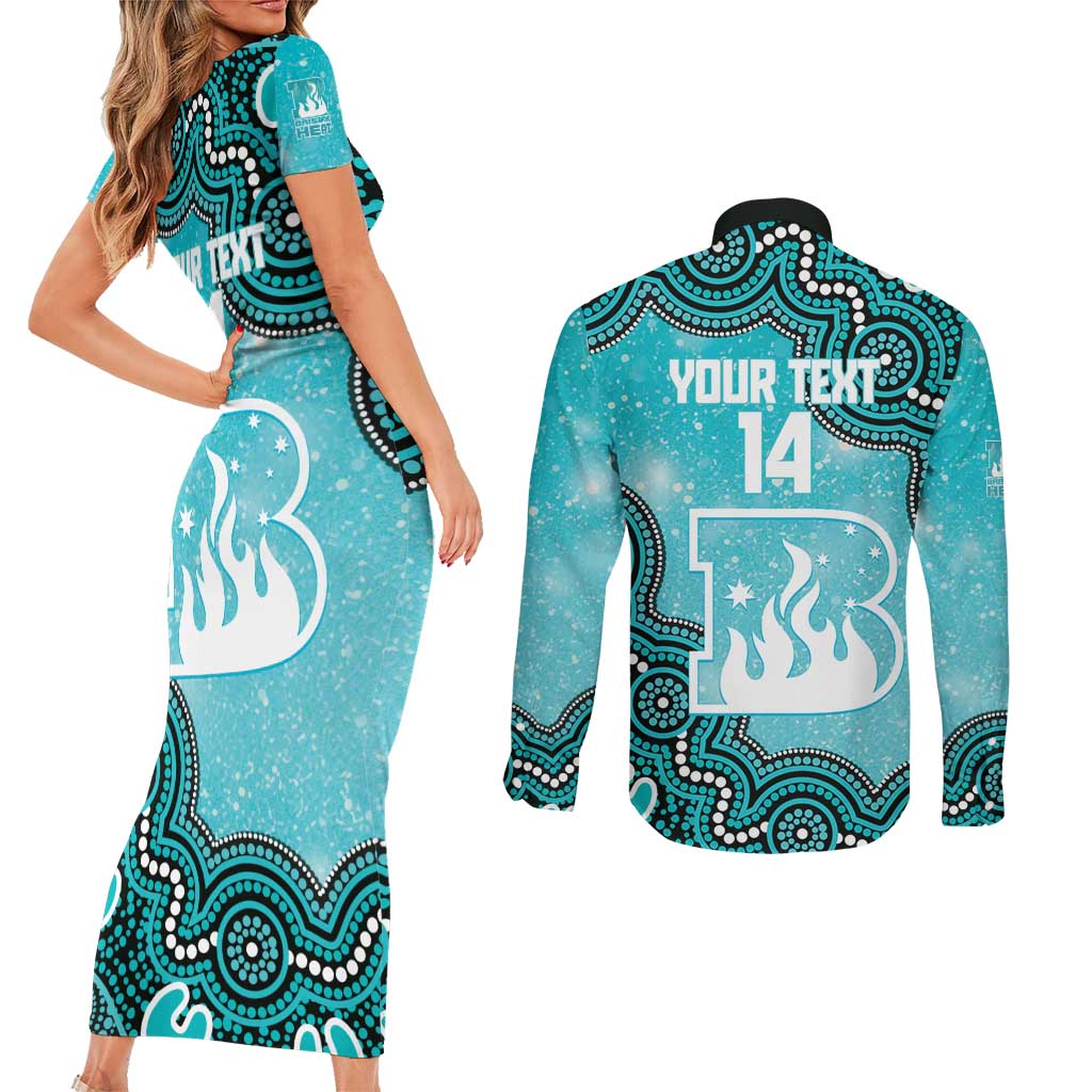 Brisbane Heat NAIDOC Week 2026 Custom Couples Matching Short Sleeve Bodycon Dress and Long Sleeve Button Shirt 50 Years Deadly Indigenous Art Glitter Effect