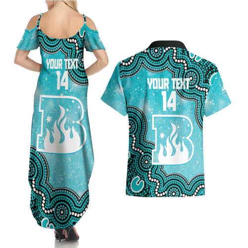 Brisbane Heat NAIDOC Week 2026 Custom Couples Matching Summer Maxi Dress and Hawaiian Shirt 50 Years Deadly Indigenous Art Glitter Effect