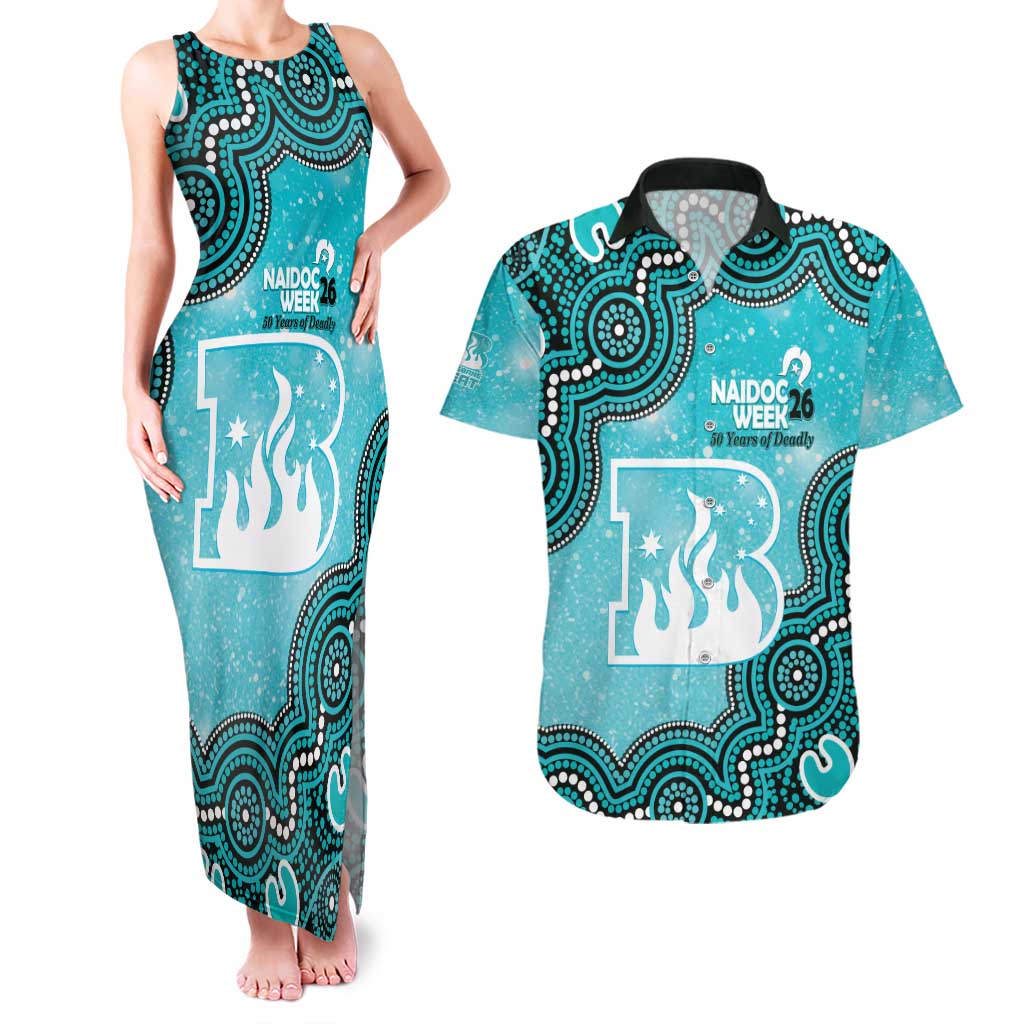 Brisbane Heat NAIDOC Week 2026 Custom Couples Matching Tank Maxi Dress and Hawaiian Shirt 50 Years Deadly Indigenous Art Glitter Effect