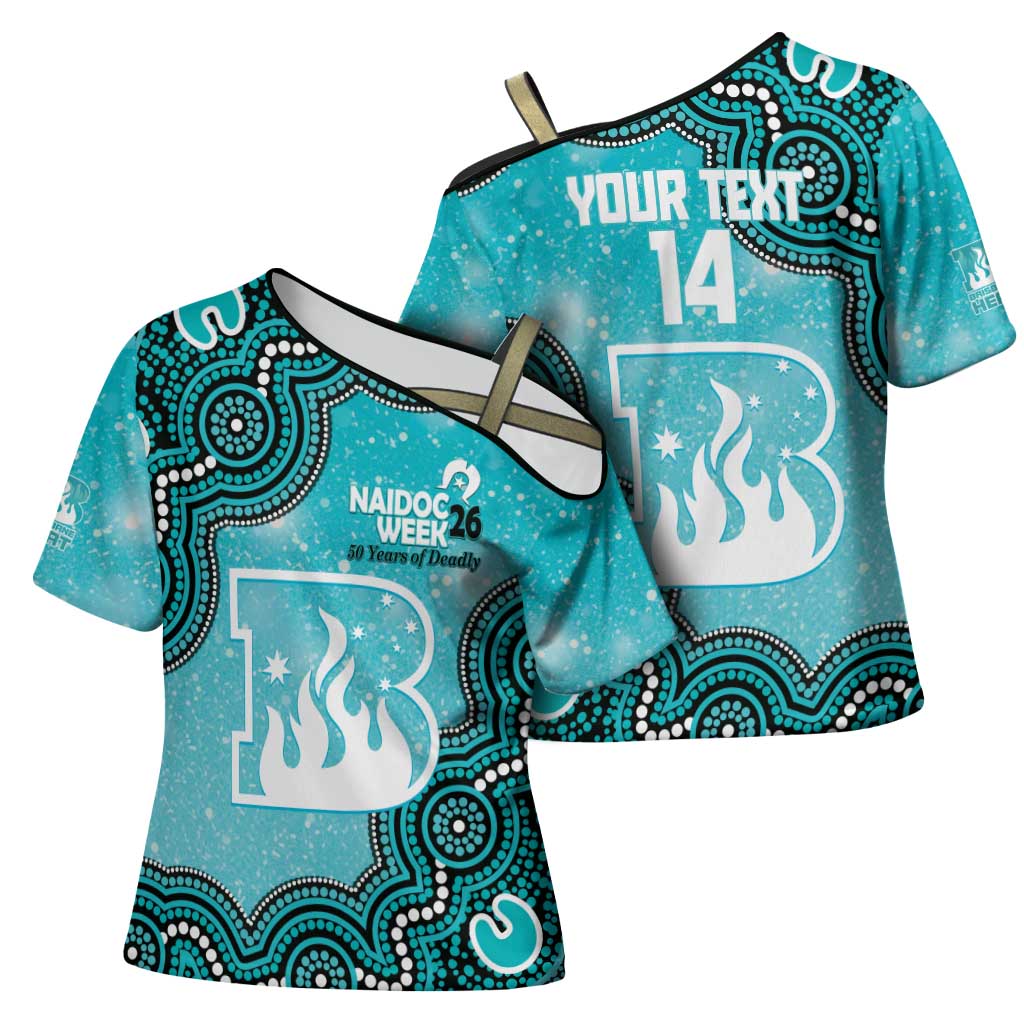 Brisbane Heat NAIDOC Week 2026 Custom Cross Shoulder Shirt 50 Years Deadly Indigenous Art Glitter Effect