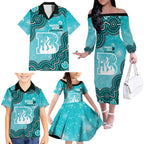 Brisbane Heat NAIDOC Week 2026 Custom Family Matching Off The Shoulder Long Sleeve Dress and Hawaiian Shirt 50 Years Deadly Indigenous Art Glitter Effect