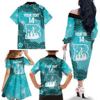 Brisbane Heat NAIDOC Week 2026 Custom Family Matching Off The Shoulder Long Sleeve Dress and Hawaiian Shirt 50 Years Deadly Indigenous Art Glitter Effect