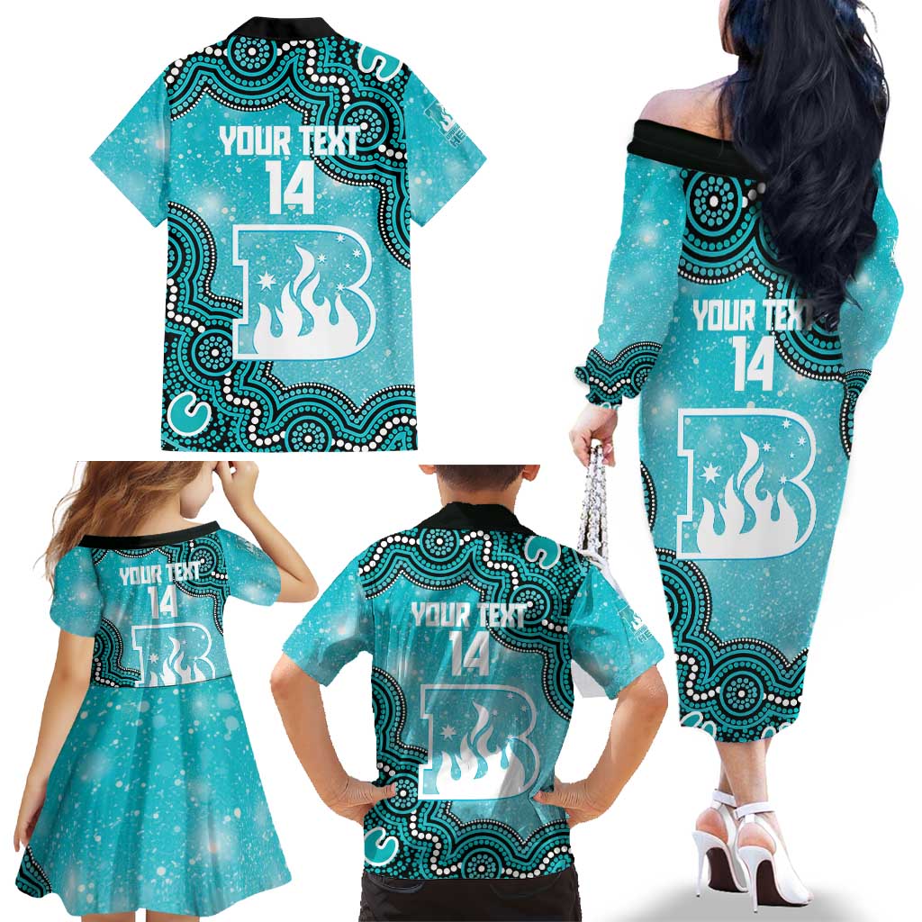 Brisbane Heat NAIDOC Week 2026 Custom Family Matching Off The Shoulder Long Sleeve Dress and Hawaiian Shirt 50 Years Deadly Indigenous Art Glitter Effect