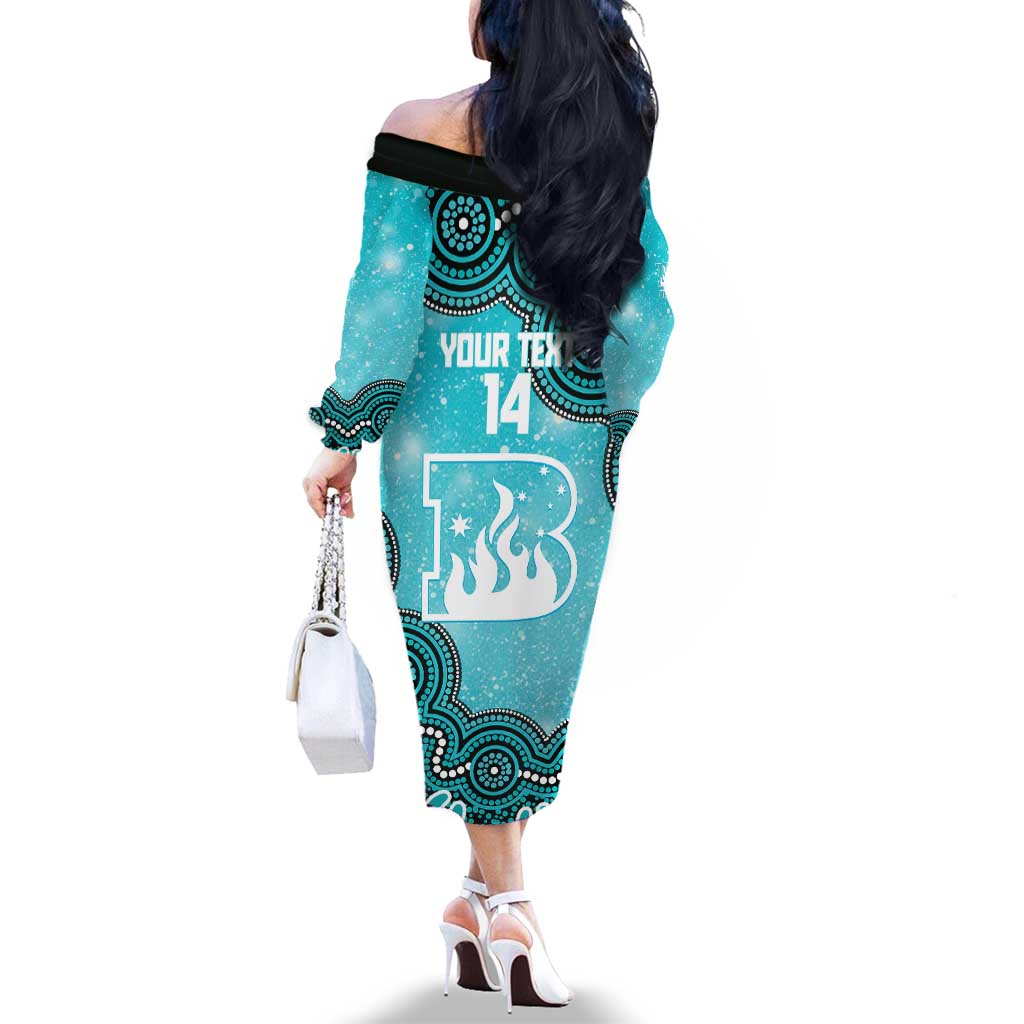 Brisbane Heat NAIDOC Week 2026 Custom Family Matching Off The Shoulder Long Sleeve Dress and Hawaiian Shirt 50 Years Deadly Indigenous Art Glitter Effect
