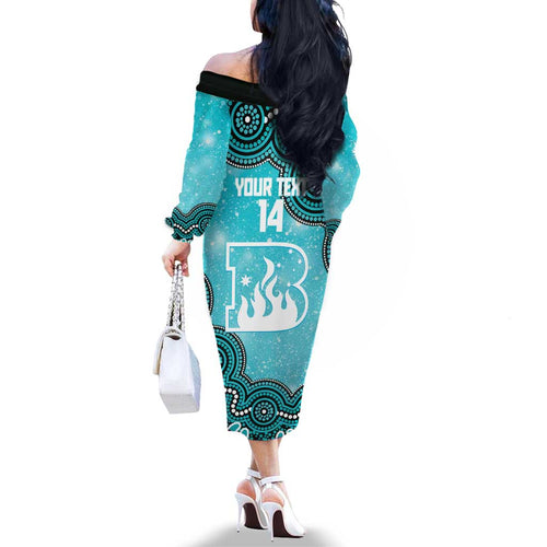 Brisbane Heat NAIDOC Week 2026 Custom Family Matching Off The Shoulder Long Sleeve Dress and Hawaiian Shirt 50 Years Deadly Indigenous Art Glitter Effect
