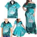 Brisbane Heat NAIDOC Week 2026 Custom Family Matching Off Shoulder Maxi Dress and Hawaiian Shirt 50 Years Deadly Indigenous Art Glitter Effect