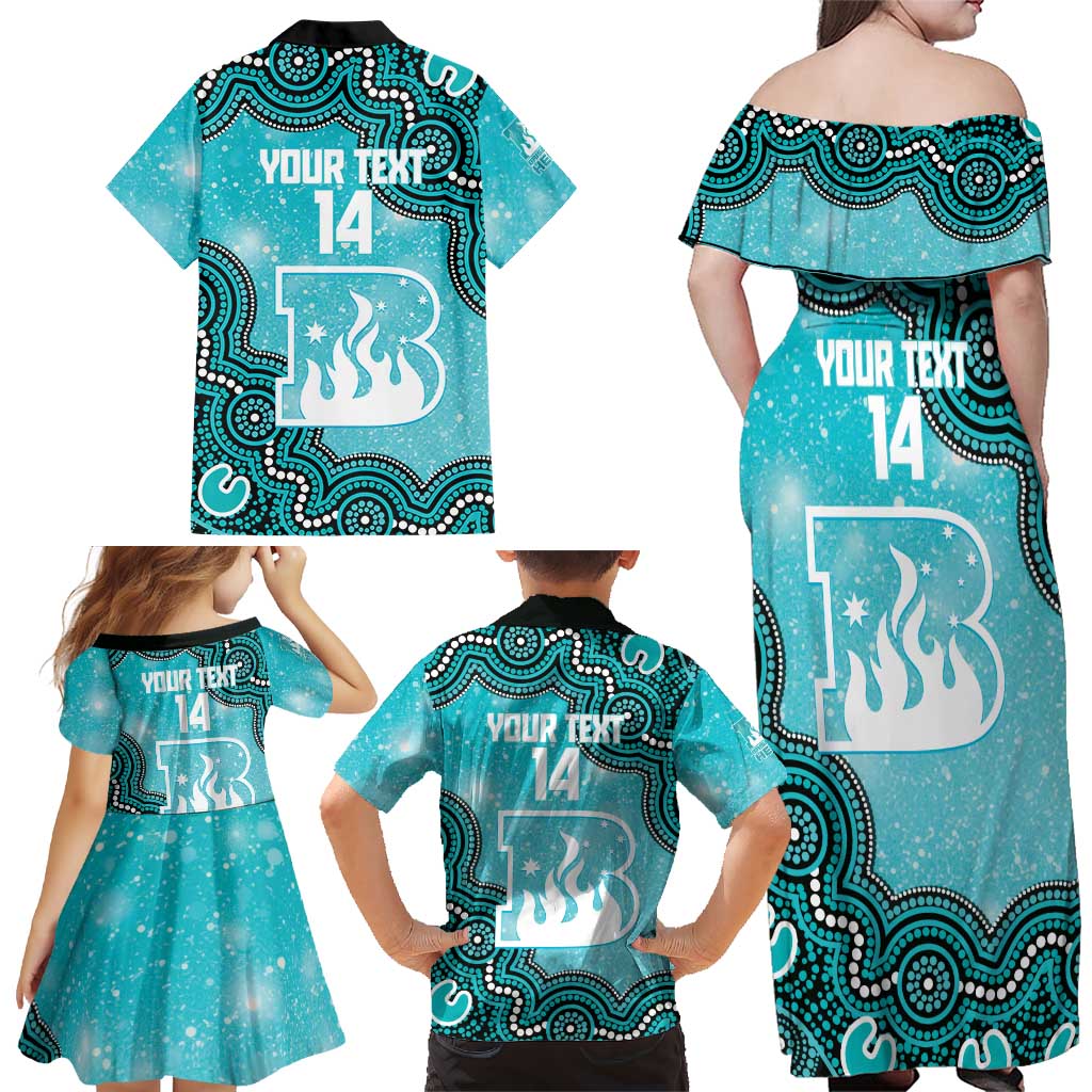Brisbane Heat NAIDOC Week 2026 Custom Family Matching Off Shoulder Maxi Dress and Hawaiian Shirt 50 Years Deadly Indigenous Art Glitter Effect