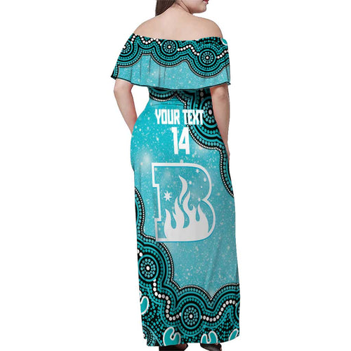Brisbane Heat NAIDOC Week 2026 Custom Family Matching Off Shoulder Maxi Dress and Hawaiian Shirt 50 Years Deadly Indigenous Art Glitter Effect