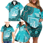 Brisbane Heat NAIDOC Week 2026 Custom Family Matching Off Shoulder Short Dress and Hawaiian Shirt 50 Years Deadly Indigenous Art Glitter Effect