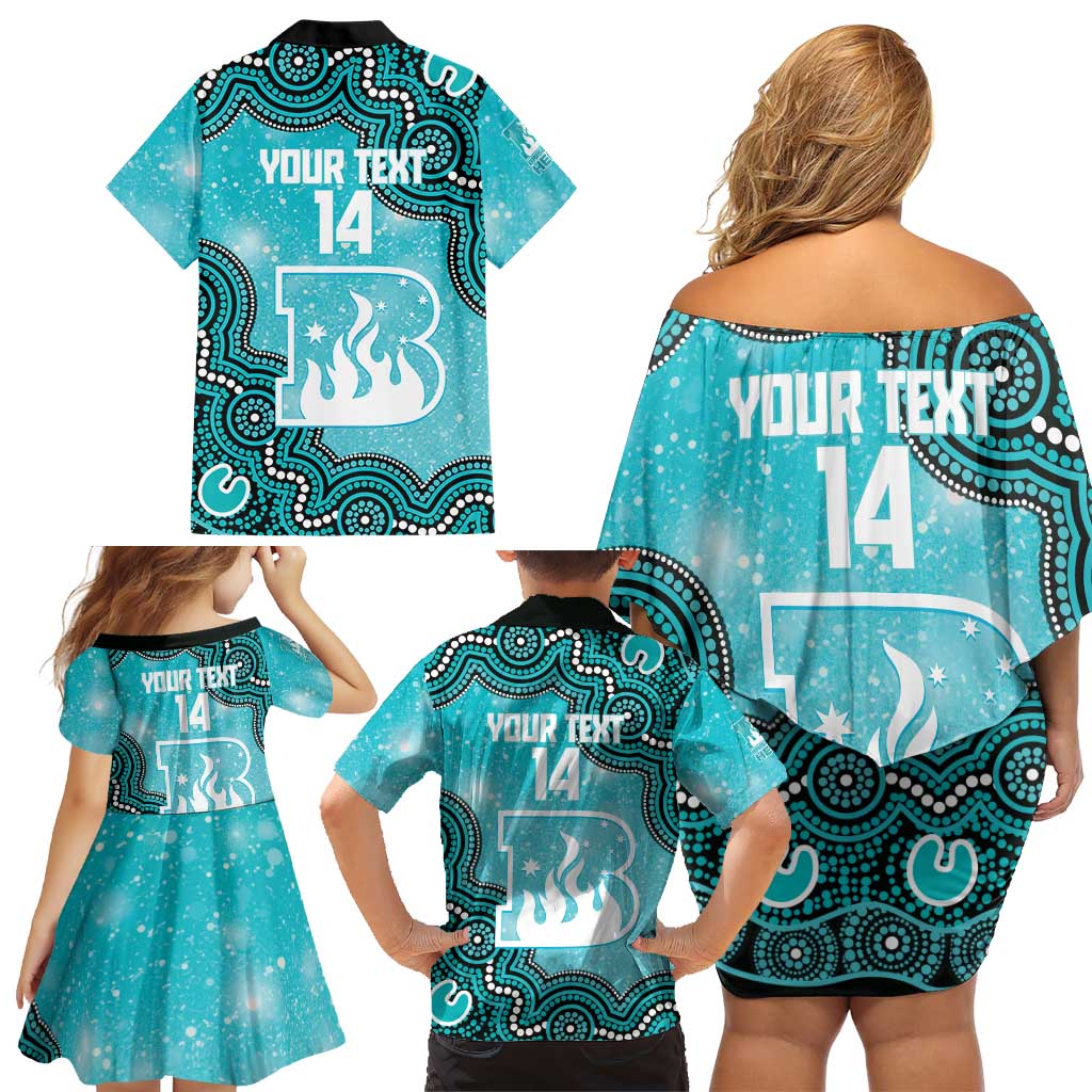 Brisbane Heat NAIDOC Week 2026 Custom Family Matching Off Shoulder Short Dress and Hawaiian Shirt 50 Years Deadly Indigenous Art Glitter Effect