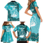 Brisbane Heat NAIDOC Week 2026 Custom Family Matching Short Sleeve Bodycon Dress and Hawaiian Shirt 50 Years Deadly Indigenous Art Glitter Effect