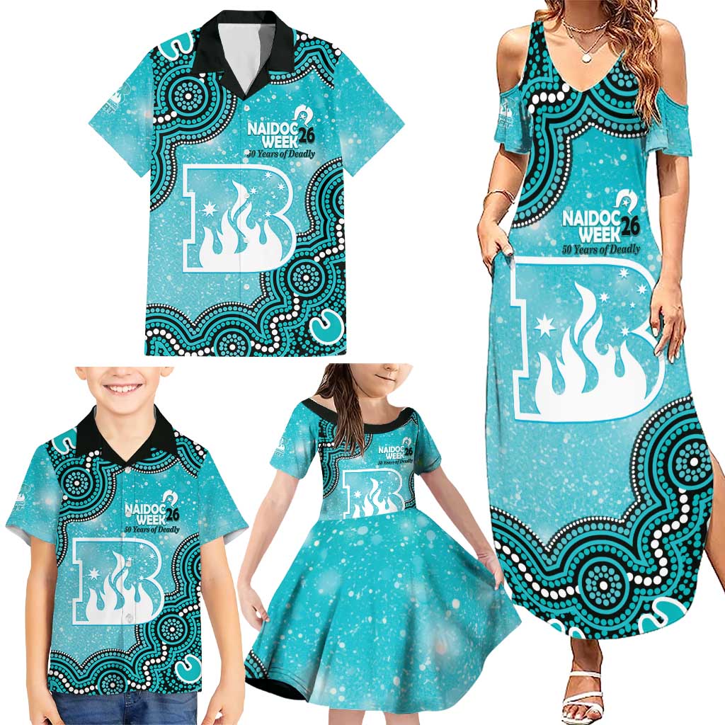 Brisbane Heat NAIDOC Week 2026 Custom Family Matching Summer Maxi Dress and Hawaiian Shirt 50 Years Deadly Indigenous Art Glitter Effect