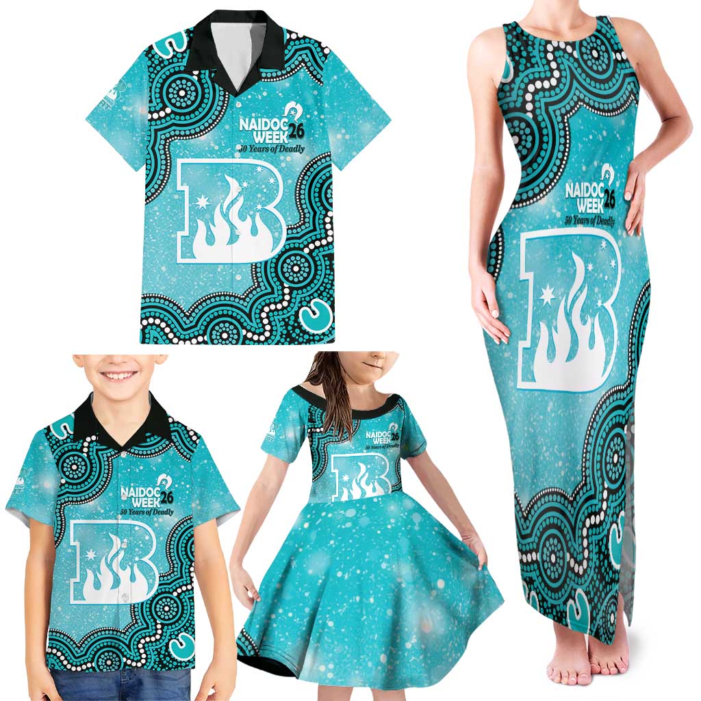 Brisbane Heat NAIDOC Week 2026 Custom Family Matching Tank Maxi Dress and Hawaiian Shirt 50 Years Deadly Indigenous Art Glitter Effect