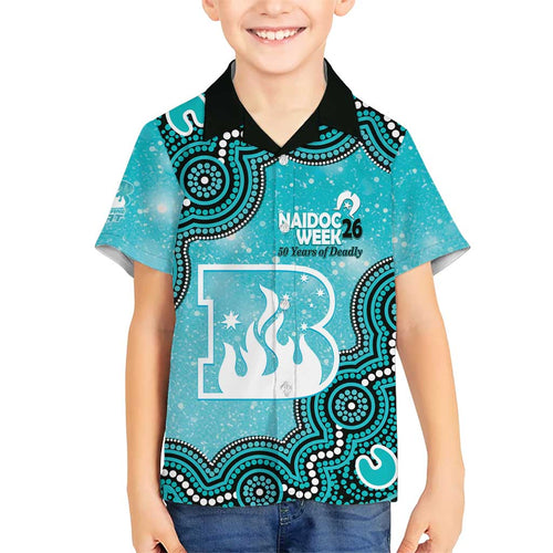 Brisbane Heat NAIDOC Week 2026 Custom Kid Hawaiian Shirt 50 Years Deadly Indigenous Art Glitter Effect