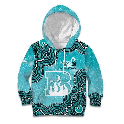 Brisbane Heat NAIDOC Week 2026 Custom Kid Hoodie 50 Years Deadly Indigenous Art Glitter Effect